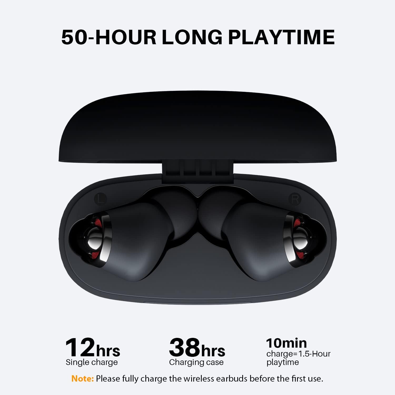 Tribit Wireless Earbuds, Bluetooth Headphones, Bluetooth 5.2, CVC 8.0 Call Noise Reduction 50H Playtime Clear Calls Volume Control Bluetooth Earphones, FlyBudsC1 Black-4