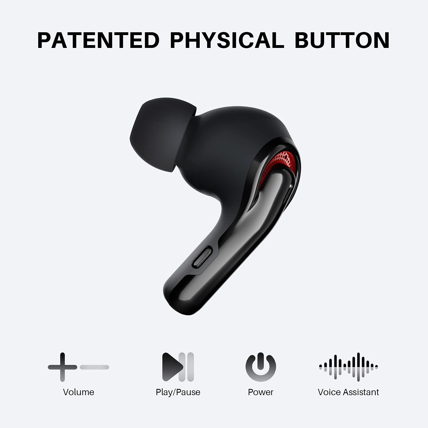 Tribit Wireless Earbuds, Bluetooth Headphones, Bluetooth 5.2, CVC 8.0 Call Noise Reduction 50H Playtime Clear Calls Volume Control Bluetooth Earphones, FlyBudsC1 Black-5