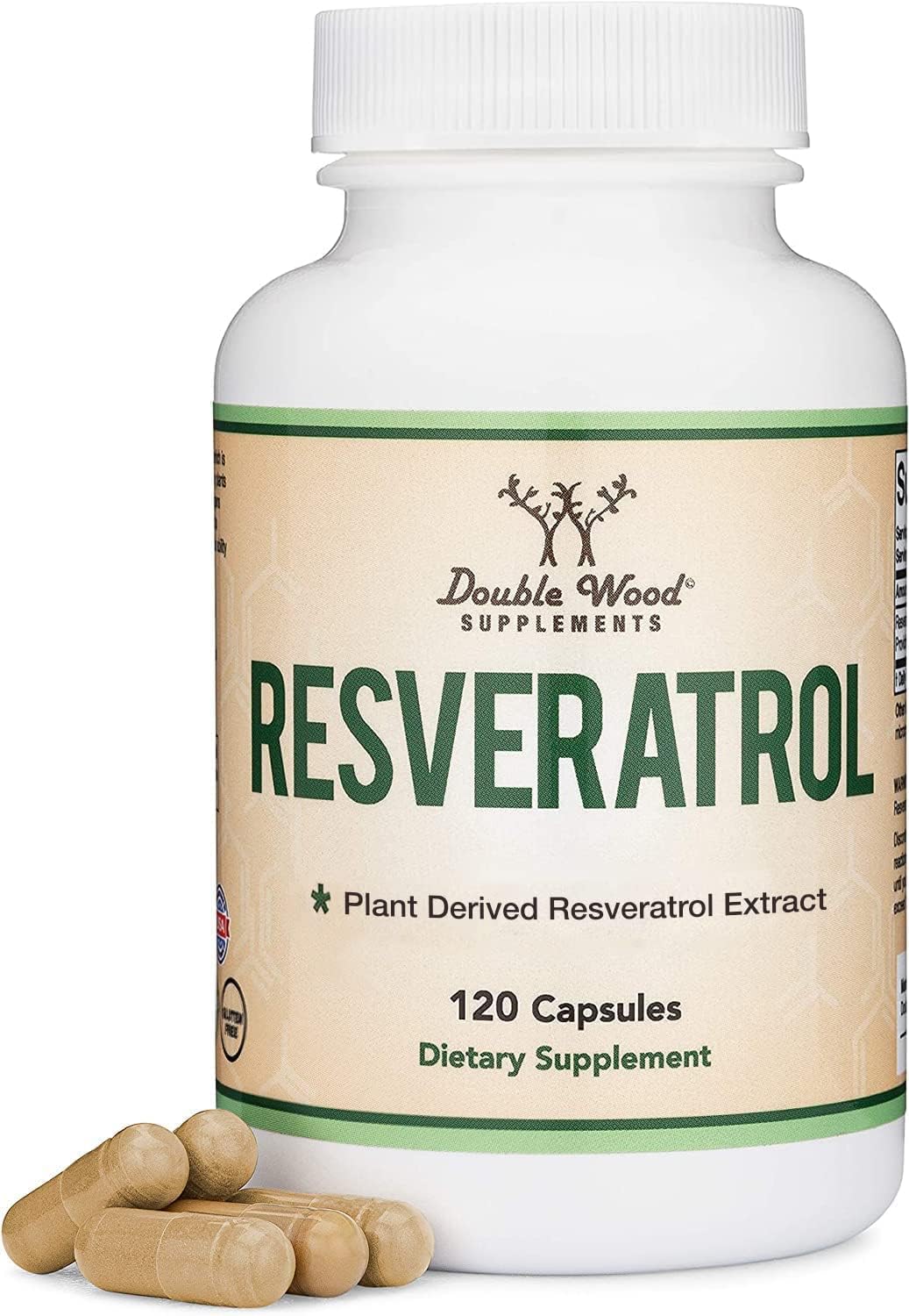 Resveratrol 500mg Per Serving, 120 Capsules (Natural Resveratrol Polygonum Root Extract Providing 50% Trans-Resveratrol) Healthy Aging Support by Double Wood Supplements-0