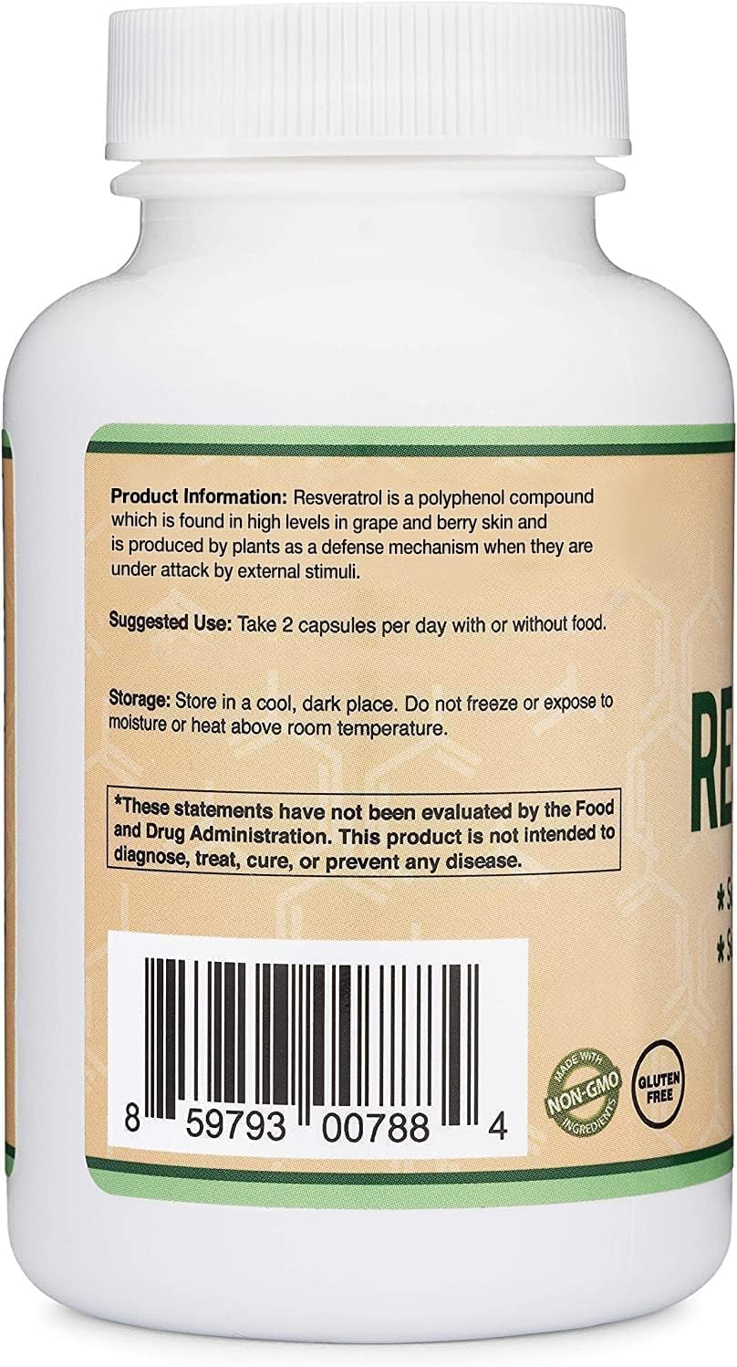 Resveratrol 500mg Per Serving, 120 Capsules (Natural Resveratrol Polygonum Root Extract Providing 50% Trans-Resveratrol) Healthy Aging Support by Double Wood Supplements-2