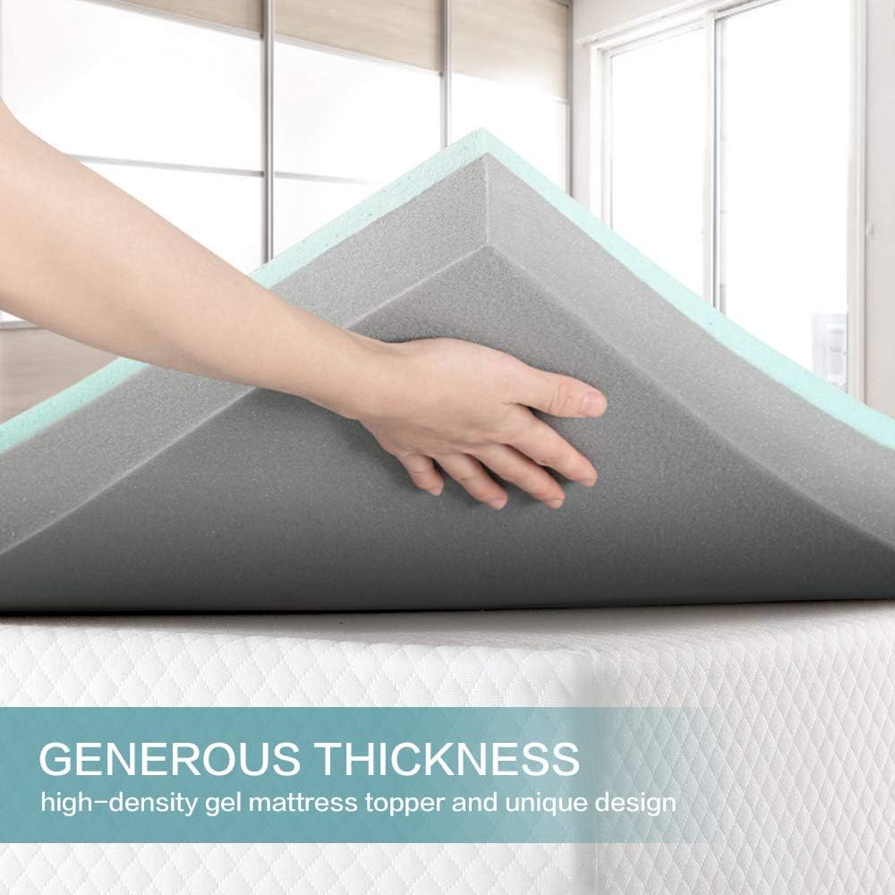 Inofia Sleep King Mattress Topper,Gel Memory Foam Mattress Topper, Indulgent Comfort with Extra Pressure Relief,SAYMOR Collection,Soften Any Sleep Surface (GEL(150x200x8cm))-3