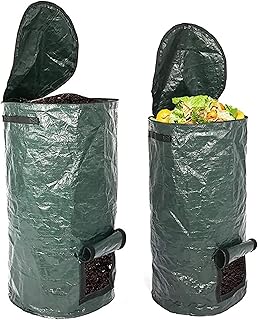 Organic 2 Pack 15 Gallon / 34 Gallon Garden Compost Bins Environmental Reusable Pe Waste Disposal Compost Bags for Kitchen Garden Yard