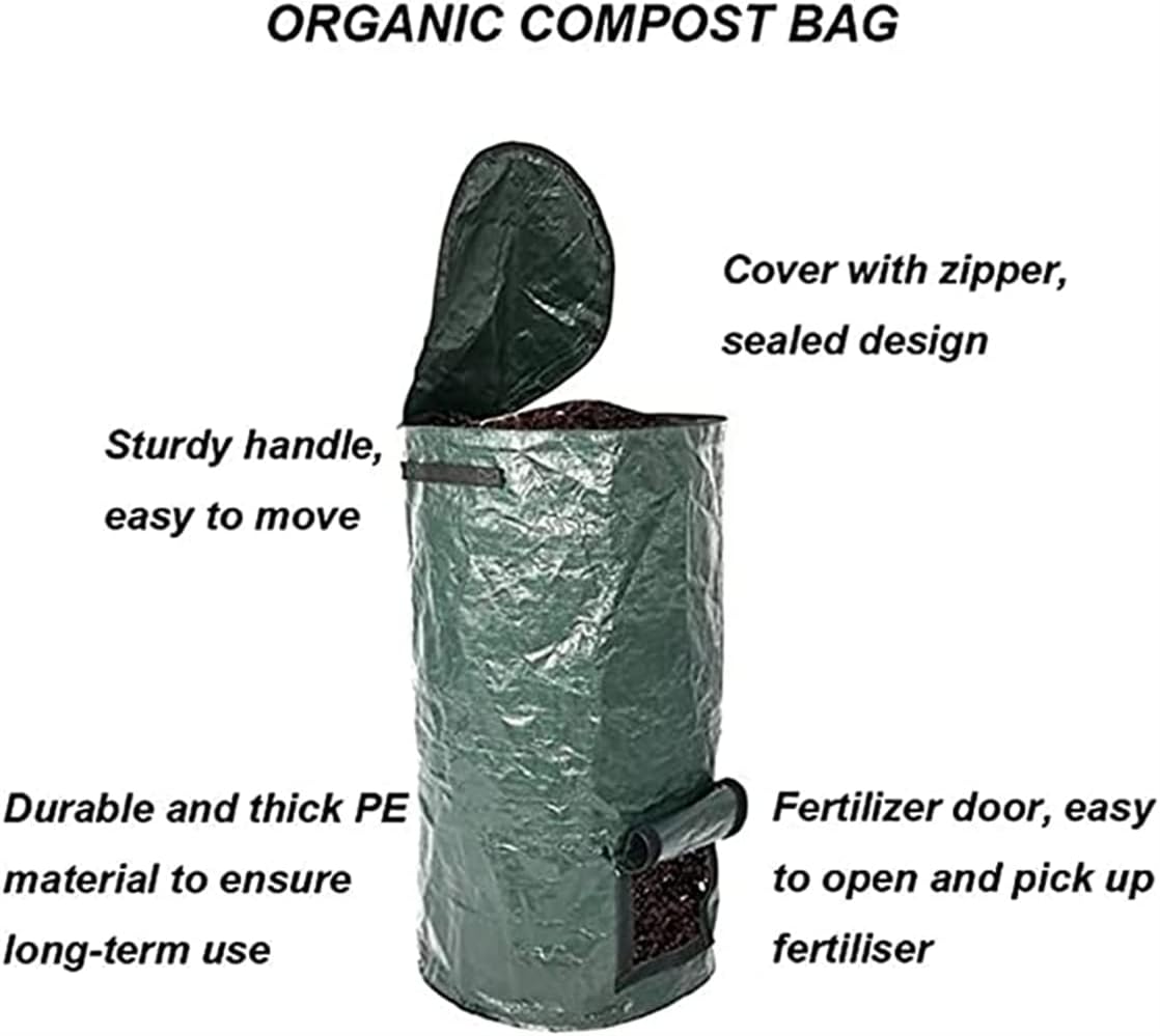 Organic 2 Pack 15 Gallon / 34 Gallon Garden Compost Bins Environmental Reusable Pe Waste Disposal Compost Bags for Kitchen Garden Yard-1