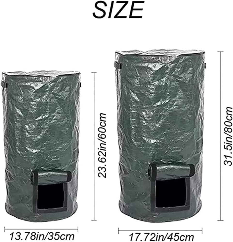 Organic 2 Pack 15 Gallon / 34 Gallon Garden Compost Bins Environmental Reusable Pe Waste Disposal Compost Bags for Kitchen Garden Yard-2