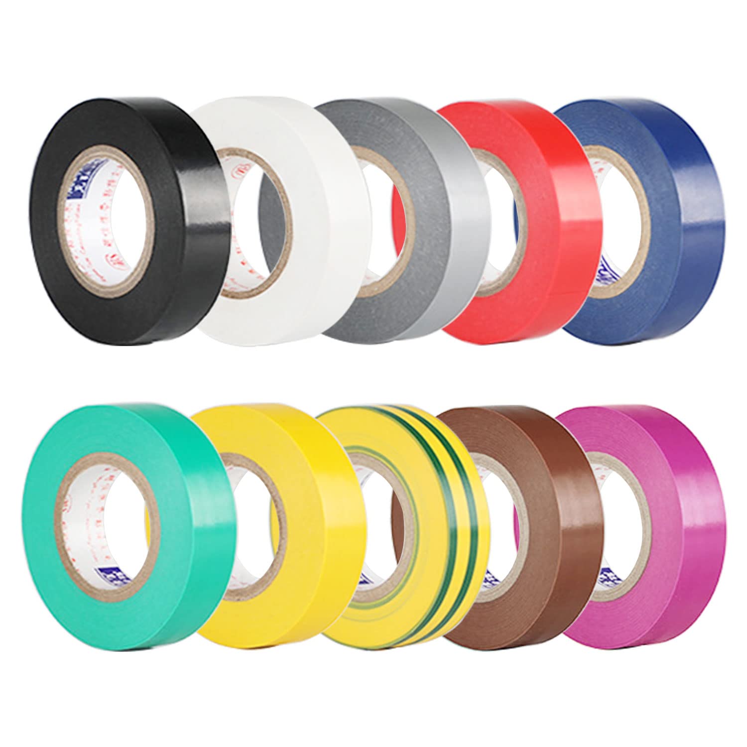 TSKDKIT 10 Rolls 10m Electrical Tapes Mixed Colour Electrical Insulation Tapes 15mm PVC Waterproof Adhesive Tapes for General Power Circuit Wiring-0