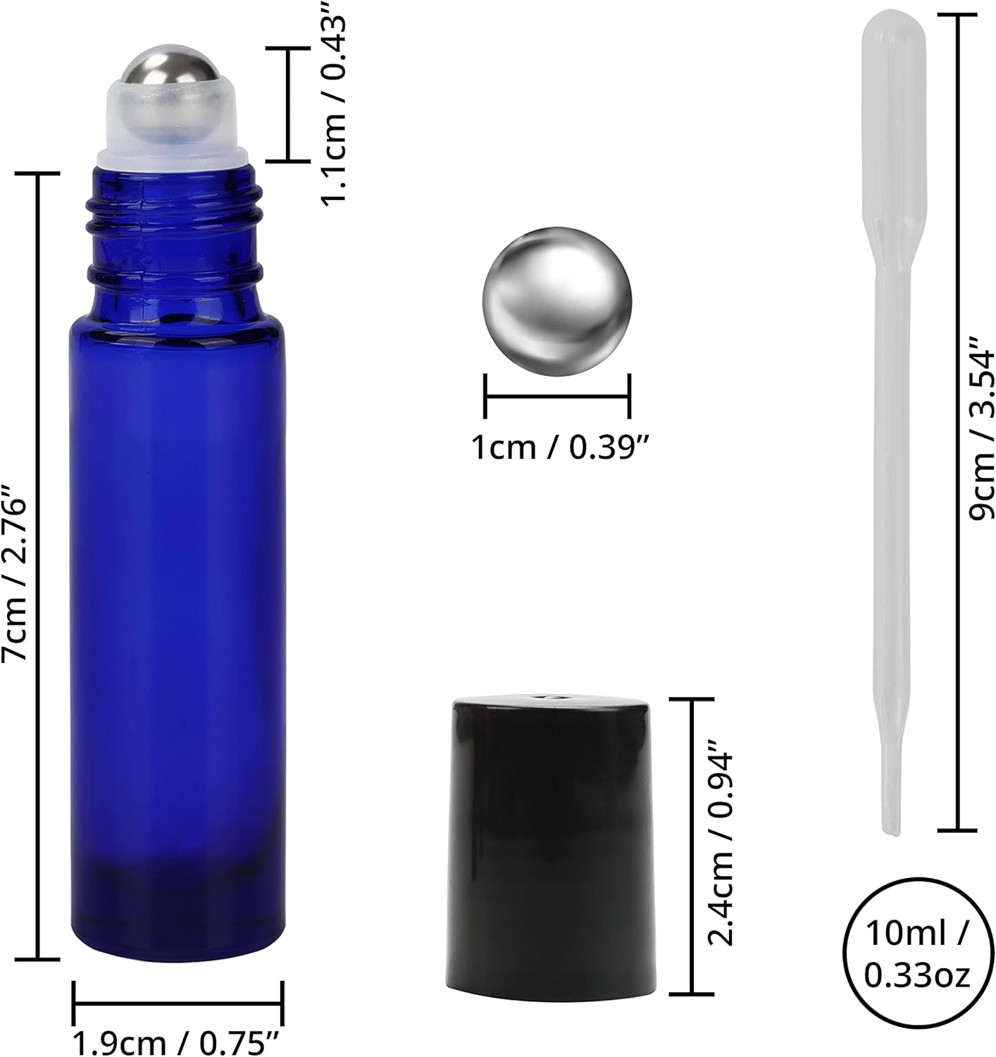 BELLE VOUS Blue Rollerball Perfume Bottles (24 Pack) - 10ml Oil Roller Blue Glass Bottles with Droppers - Roll on Bottles for Essential Oils & Aromatherapy-1