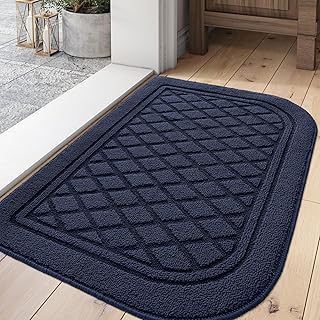 DEXI Door Mats Indoor 60 x 90 cm, Non-Slip Absorbent Half Round Doormat, Dirt Trapper, Low Profile, Inside Front Door Mat for Entrance, Hallway, Patio, Shoe Changing Areas, Navy Blue