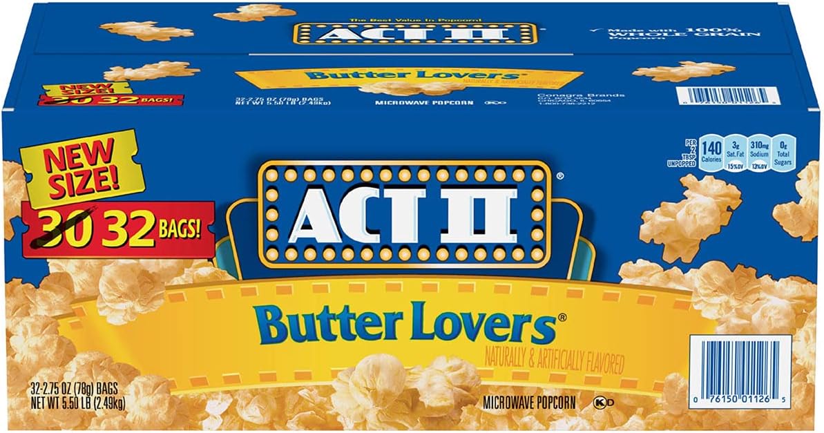 Act II Butter Lovers Microwave Popcorn, 32 Bags (78 Grams Each)-0