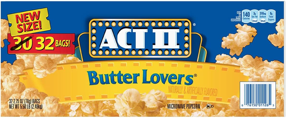 Act II Butter Lovers Microwave Popcorn, 32 Bags (78 Grams Each)-1