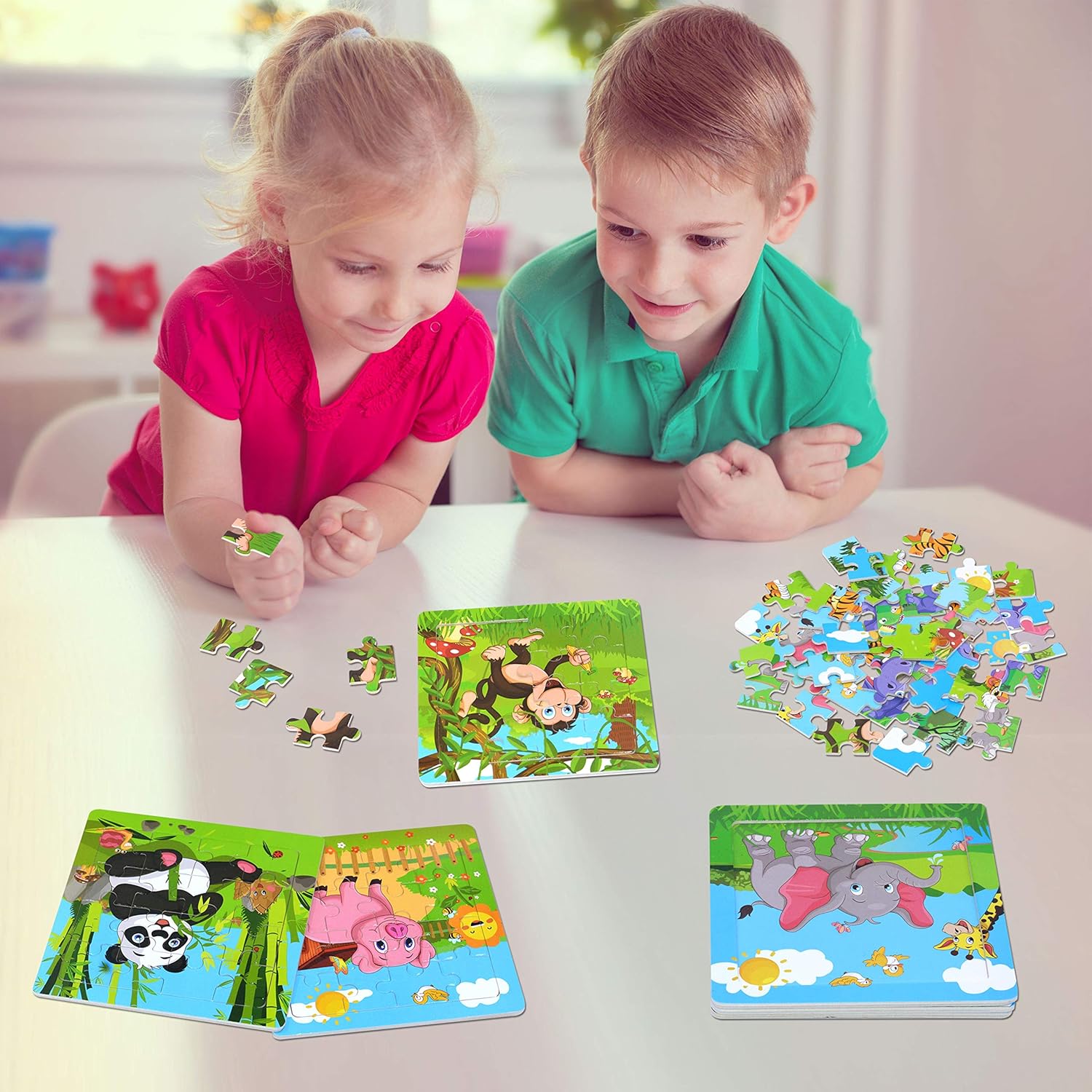 6 Packs Wooden Animals Jigsaw Puzzle, Early Educational Learning Toys Set Preschool Puzzles for 3+ Years Old Kids-4