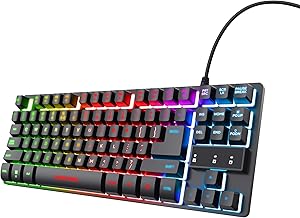 Trust Gaming TKL Keyboard with UK Layout GXT 833 Thado - Compact Tenkeyless Design (80 Percent), RGB, Multicolour LED lighting, Anti-Ghosting, USB Plug and Play, PC/Mac/Laptop [Amazon Exclusive]