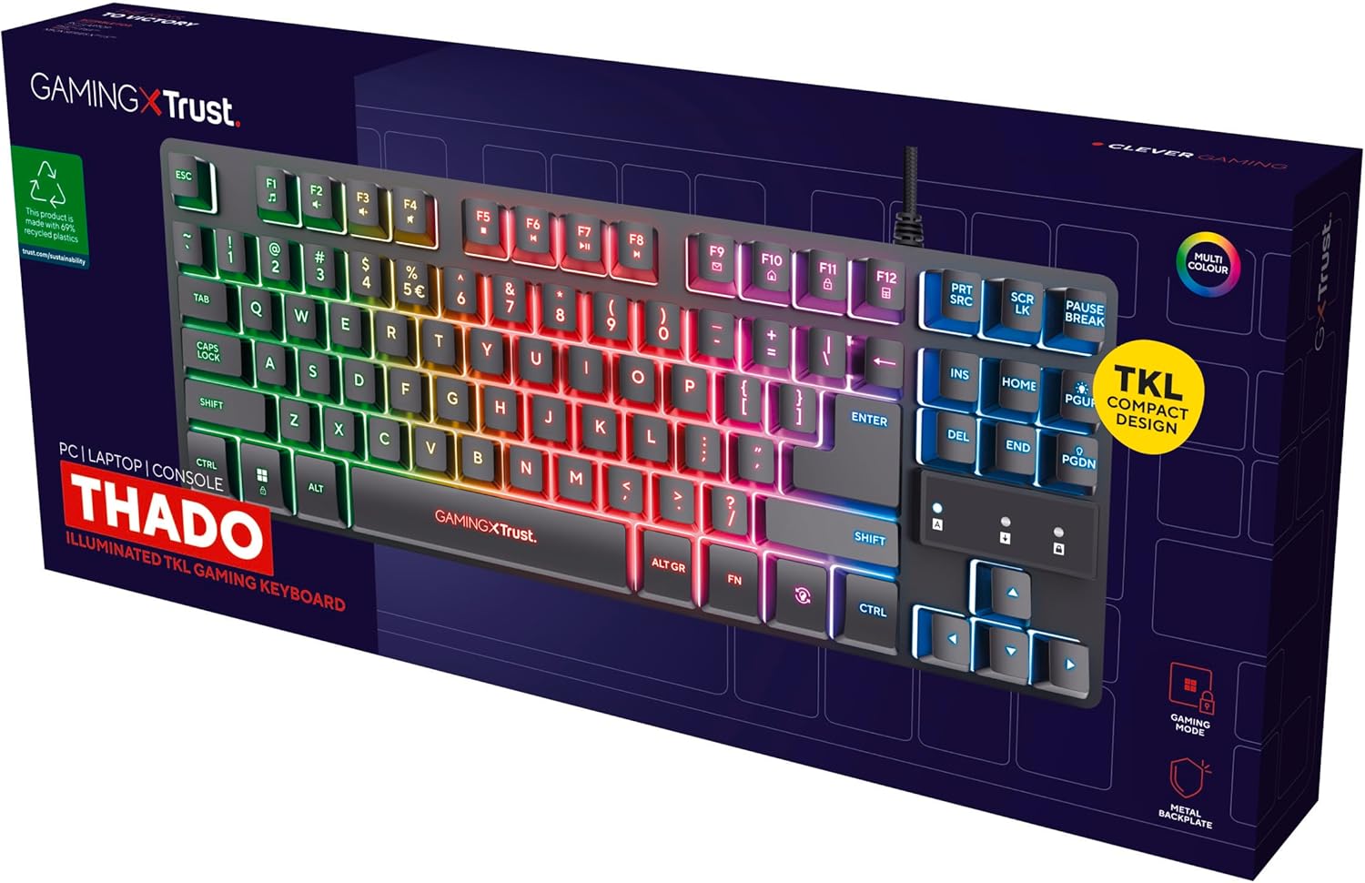 Trust Gaming TKL Keyboard with UK Layout GXT 833 Thado - Compact Tenkeyless Design (80 Percent), RGB, Multicolour LED lighting, Anti-Ghosting, USB Plug and Play, PC/Mac/Laptop [Amazon Exclusive]-11