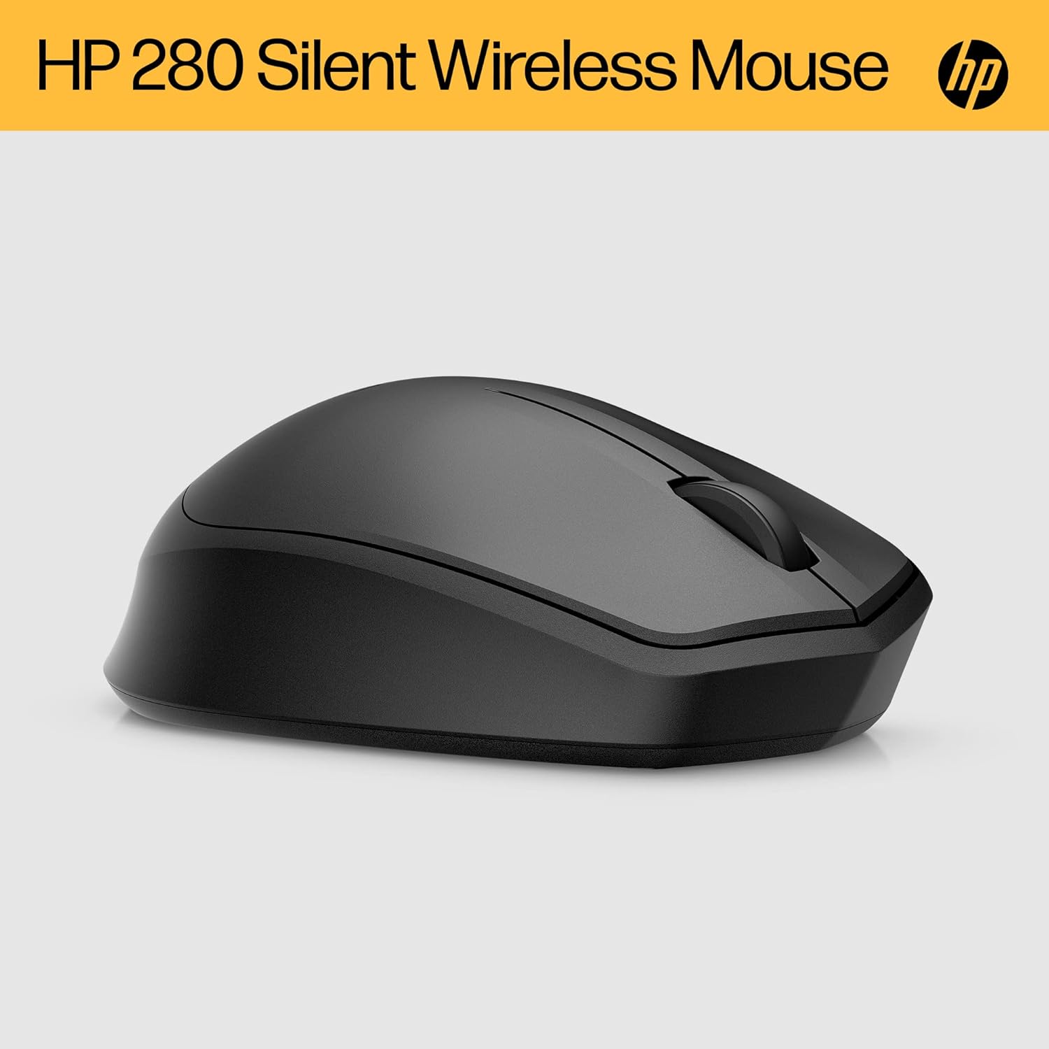 HP 280 Silent PC Wireless Mouse, HP Blue Optical Technology, 1600 DPI to track precisely on any surface, 90% noise reduction, Comfortable & Ergonomic Design, USB A Dongle Included, Black-2