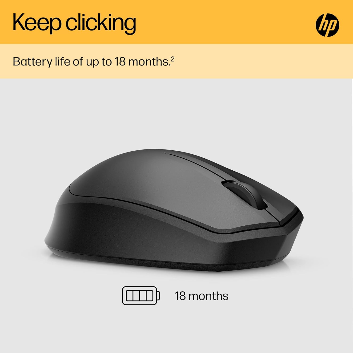 HP 280 Silent PC Wireless Mouse, HP Blue Optical Technology, 1600 DPI to track precisely on any surface, 90% noise reduction, Comfortable & Ergonomic Design, USB A Dongle Included, Black-5