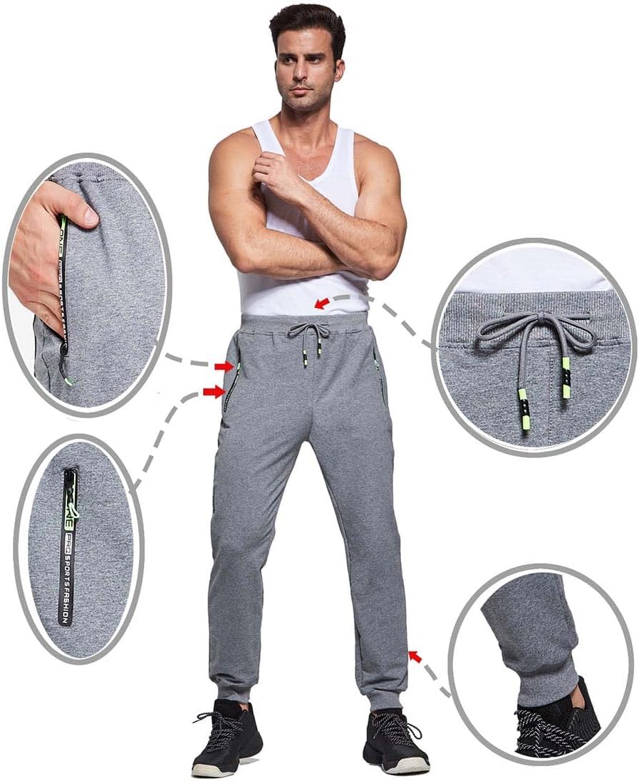 JustSun Tracksuit Bottoms Mens Joggers with Zip Pockets-4