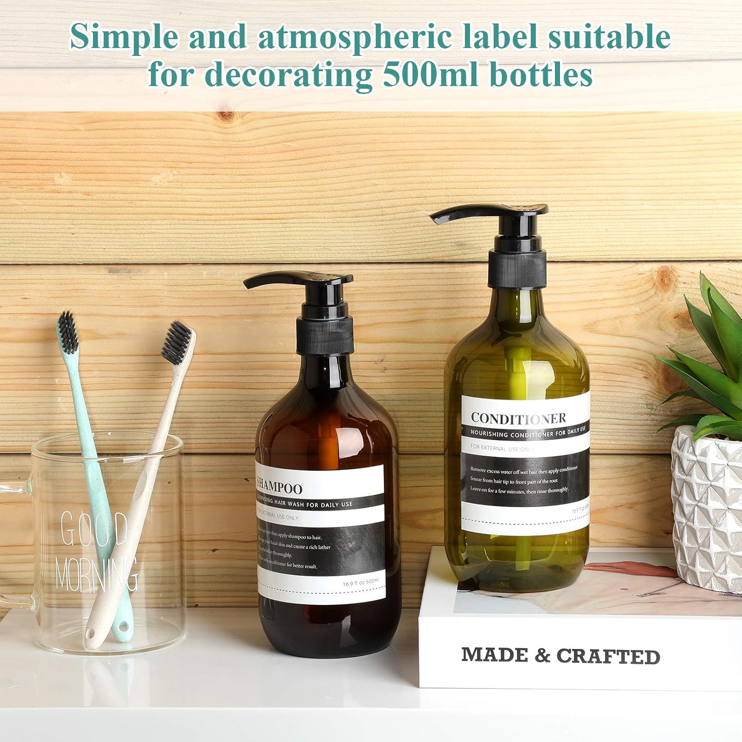 Zonon 18 Pieces Waterproof Label Stickers for Dispenser Bottles Farmhouse Label Shampoo Dispenser Stickers for Kitchen Bathroom (2.76 x 3.54 Inch)-3