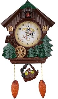 Camidy Cuckoo Clock,Bird Tree House Wall Clock Vintage Wood Cuckoo Clock with Pendant Home Art Decoration