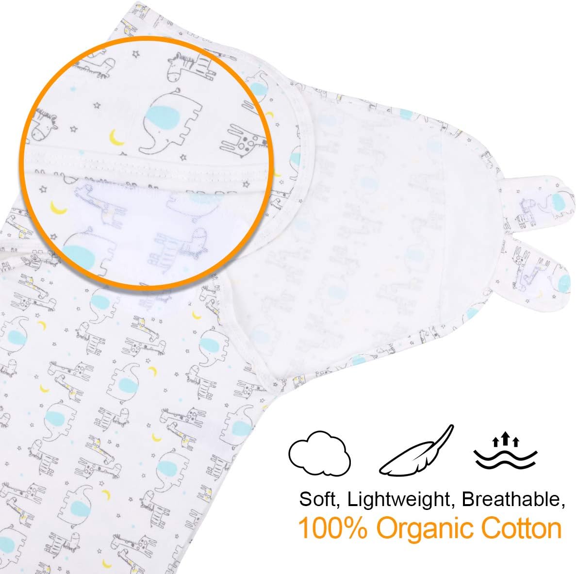 Vicloon Baby Swaddle Wrap, 2 pcs Newborn Swaddle Blanket Wrap, Organic Cotton Baby Blanket Wrap for Baby 0-3 Months 7-14lbs-4