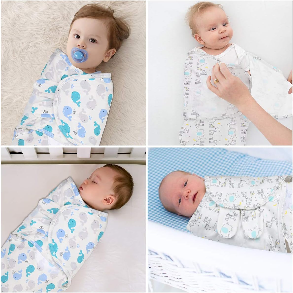 Vicloon Baby Swaddle Wrap, 2 pcs Newborn Swaddle Blanket Wrap, Organic Cotton Baby Blanket Wrap for Baby 0-3 Months 7-14lbs-6