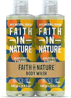 Faith In Nature Natural Grapefruit & Orange Body Wash Set, Invigorating, Vegan & Cruelty Free, No SLS or Parabens, 2 x 400ml