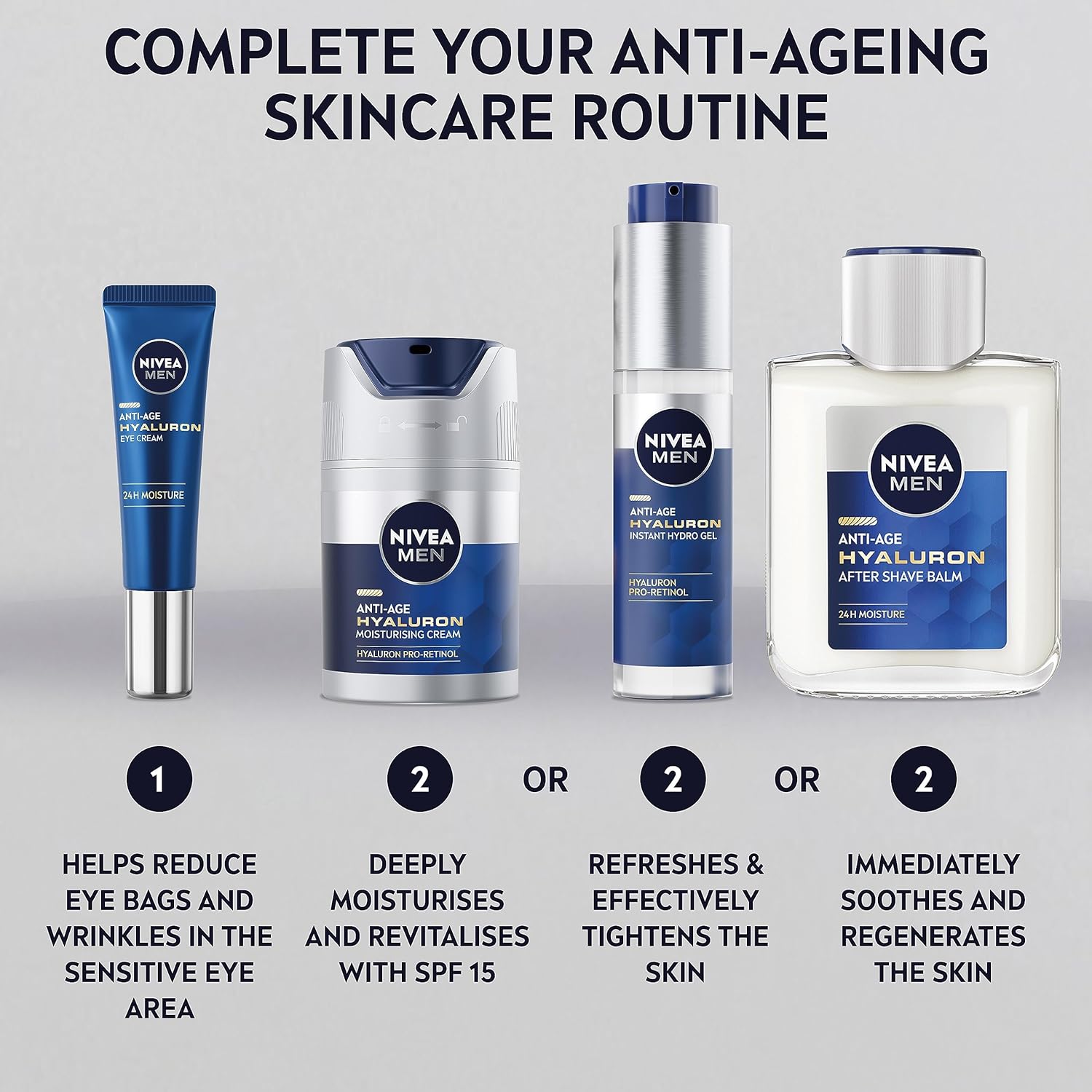 NIVEA MEN Anti-Age Hyaluron Eye Cream (15ml), Men's Eye Cream with Hyaluronic Acid, Visibly Reduces Deep Wrinkles and Eye Bags, Eye Cream for Wrinkles with 24h Moisture-5