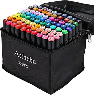 ARTHEHE 80 Colors Markers Pens Set, Permanent Art Marker Pens for Kids and Adults, Double Tipped Graphic Marker Pen for Manga/Anime/Fun doodling