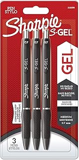 Sharpie S-Gel | Gel Pens | Medium Point (0.7mm) | Black Ink | 3 Count