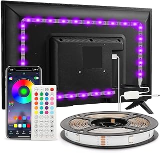 Enteenly 3m LED TV Strip, LED Strip Light Backlight TV 40-65in, 5050 RGB USB with Remote Control Multi-Color DIY Music Rhythm LED Strip Controlled by APP for HDTV Monitor Screen PC