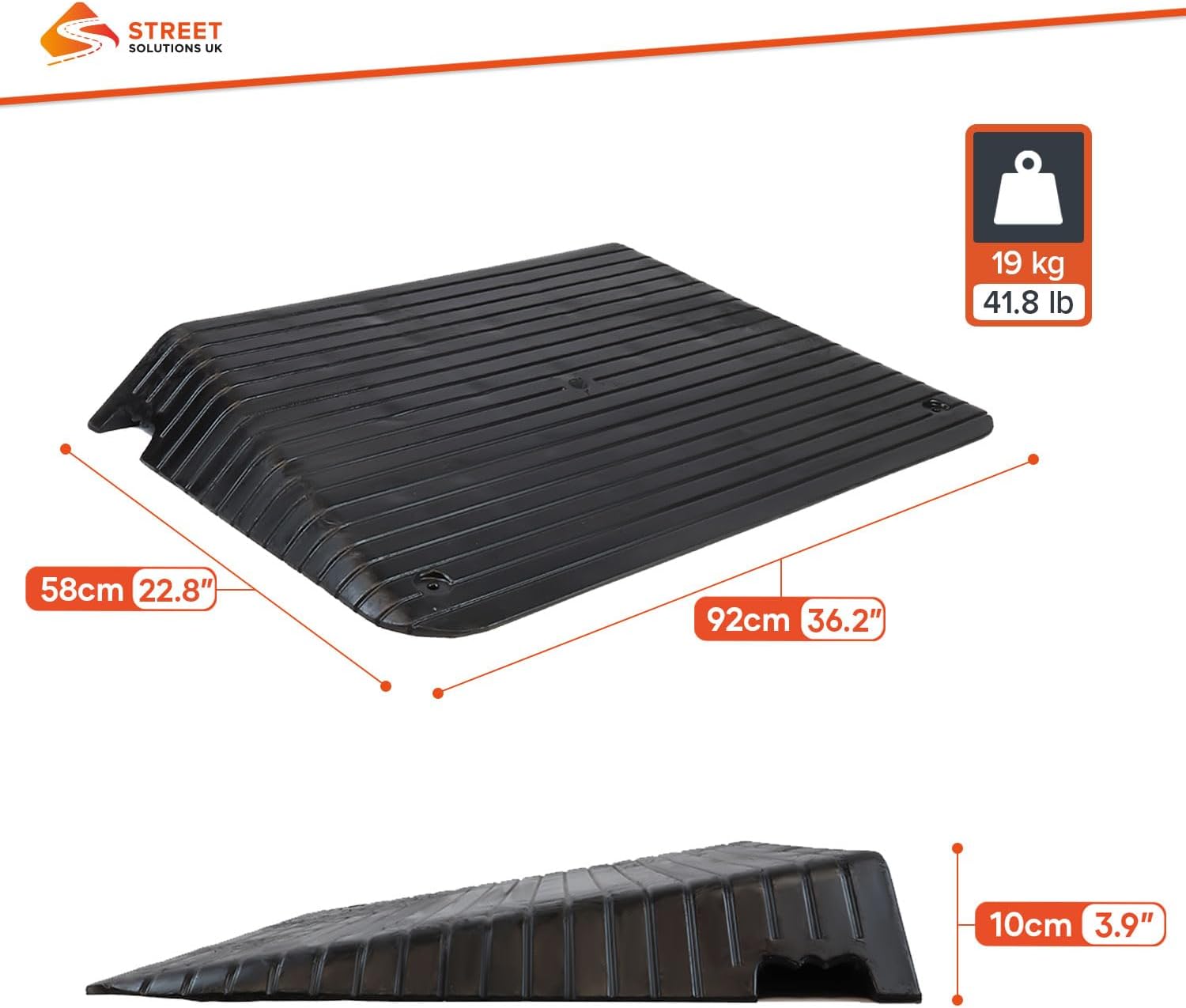 Rubber Threshold Ramp 4 Inch Rise Wheelchair Transition Ramp | Mobility Door Ramp for Scooter Access & Pets Designed with Slip-Resistant Surface Black-1