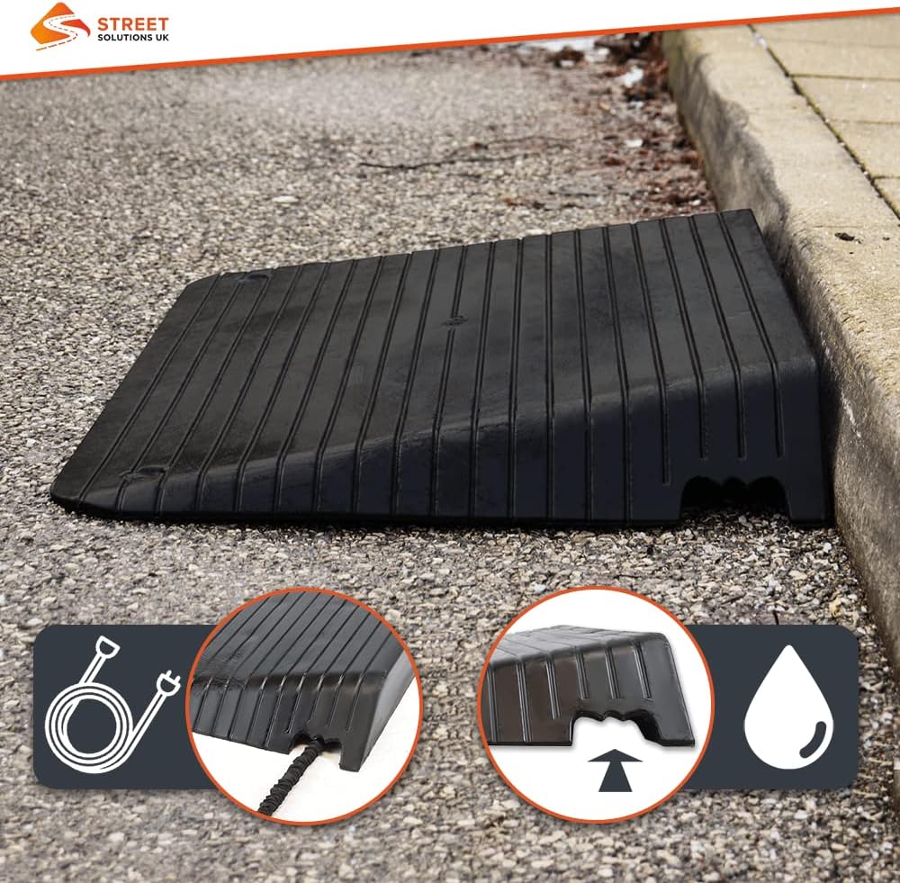 Rubber Threshold Ramp 4 Inch Rise Wheelchair Transition Ramp | Mobility Door Ramp for Scooter Access & Pets Designed with Slip-Resistant Surface Black-4