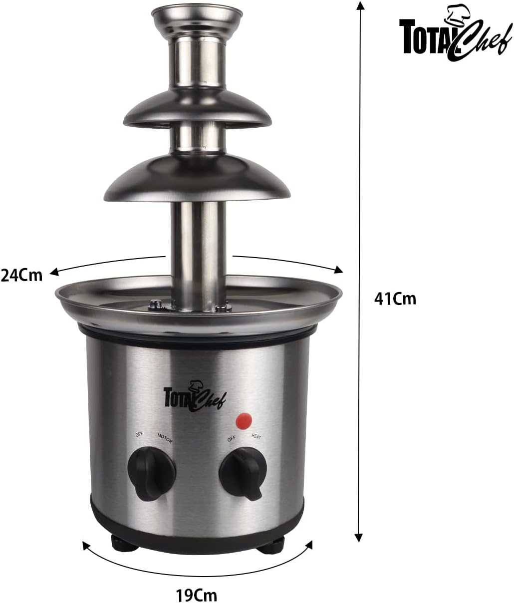 Total Chef Large Chocolate Fountain Fondue Set, 1.5 lbs (680 g) Capacity, Electric 3 Tier Machine with Hot Melting Pot Base,Adjustable Temperature, Easy to Assemble, Ideal for Birthday Party, Buffet-2