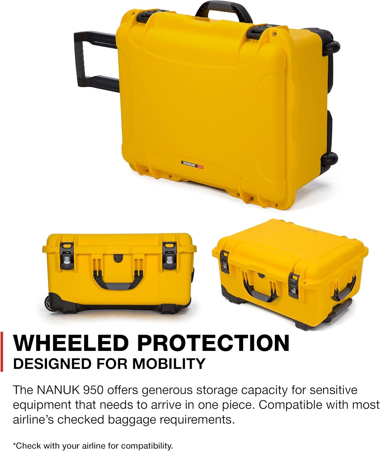 Nanuk 950 Waterproof Hard Case with Lid Organizer and Padded Divider - Yellow (Model: 950-6004)-7