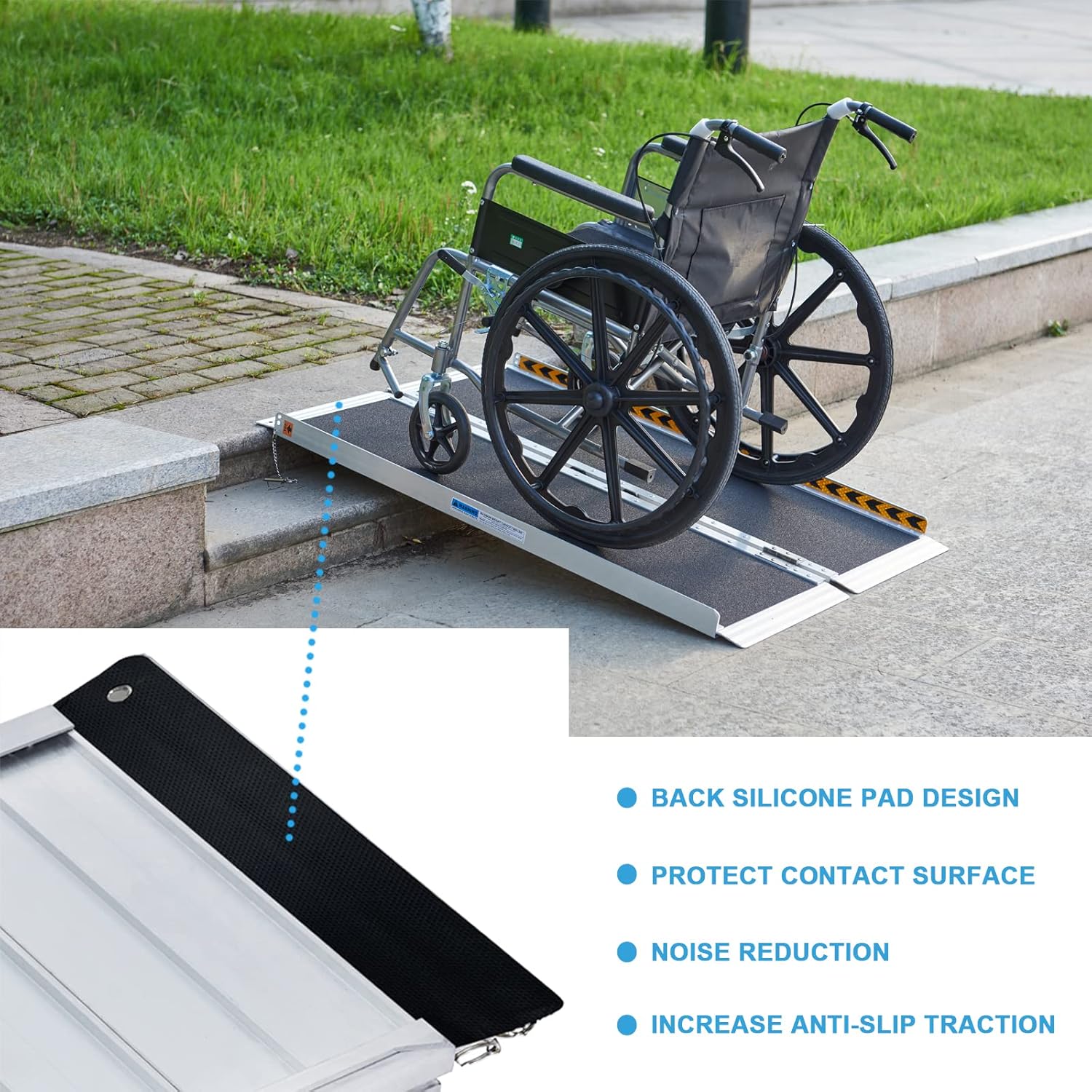 Wheelchair Ramps 4FT, gardhom Foldable Ramps for Wheelchairs Portable Aluminum 362kg Capacity Wheelchair Ramp for Home Entrance Threshold Doorways-4