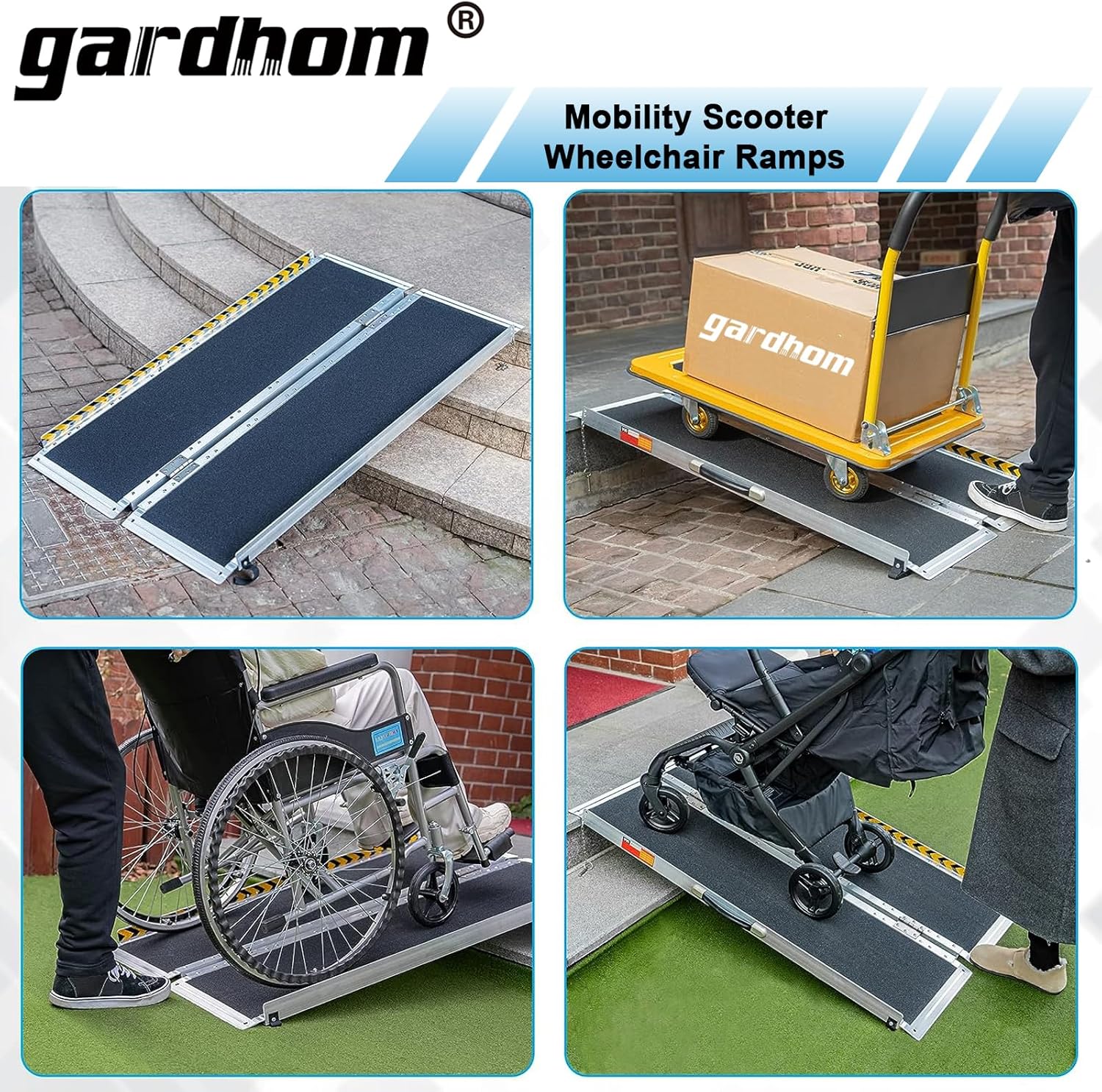 Wheelchair Ramps 4FT, gardhom Foldable Ramps for Wheelchairs Portable Aluminum 362kg Capacity Wheelchair Ramp for Home Entrance Threshold Doorways-6