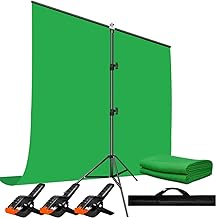 Heysliy Green Screen Background with Stand 2x2M/6.5x6.5Ft,1.5 x2M GreenScreen Photography Backdrop Kit for Gaming,Photo Studio,Stream,Chroma Key