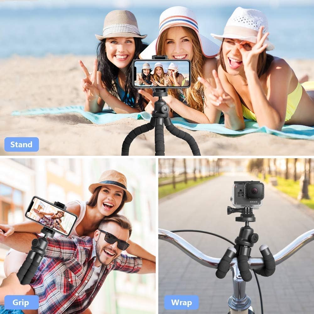 UBeesize Mobile Phone Tripod, Mini Mobile Phone Tripod with Bluetooth Remote Control & Phone Holder, 360° Rotation Flexible Travel Tripod for Smartphone, DSLR Camera-4