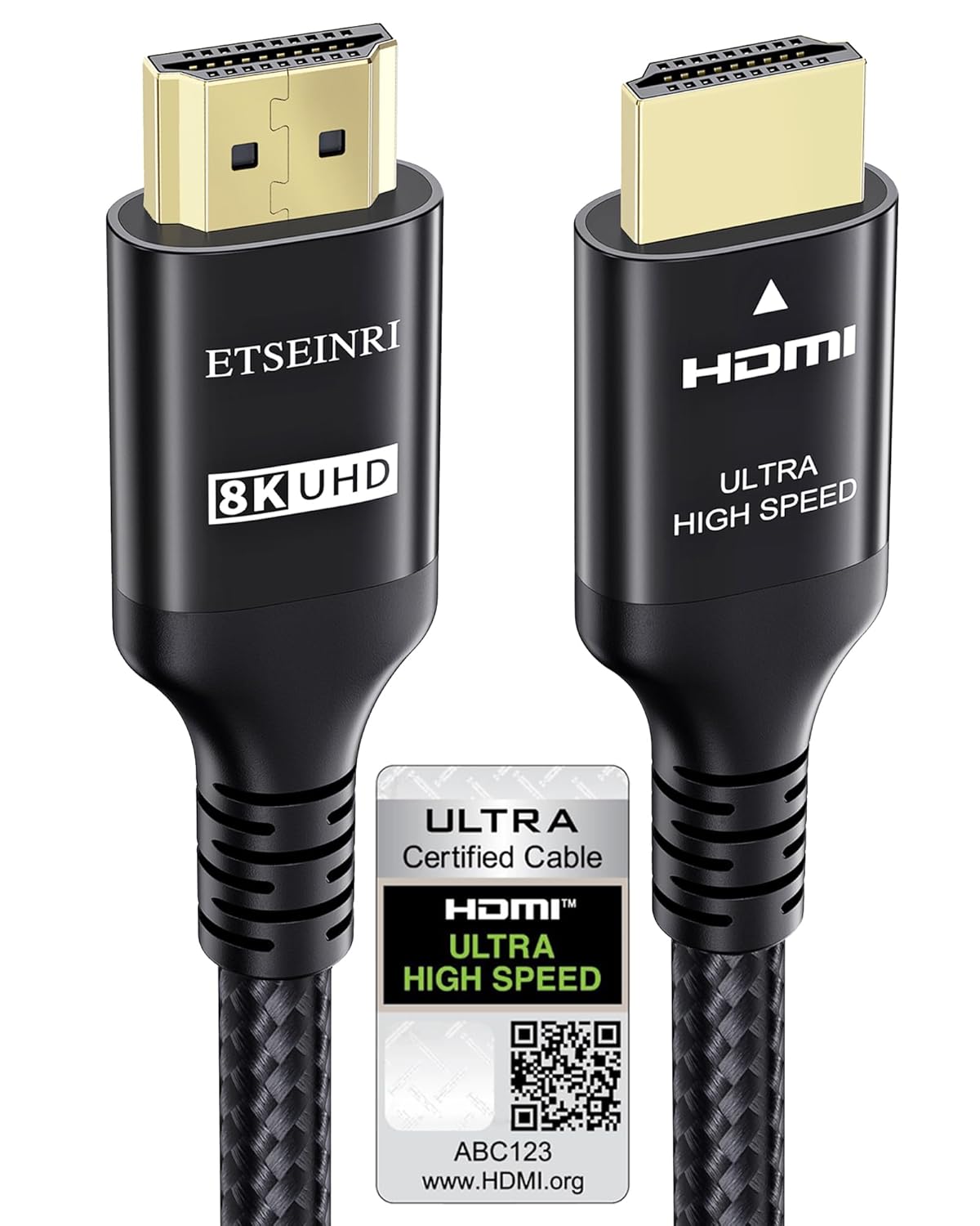 Etseinri 2024 Newest 10K 8K HDMI Cable 2M, Certified 48Gbps Ultra High Speed HDMI® Cable 4K 144Hz 120Hz 2K 240Hz 10K 8K60Hz eARC HDCP2.3 HDR10+ Compatible with PS5 X-box HDTV Monitor-0