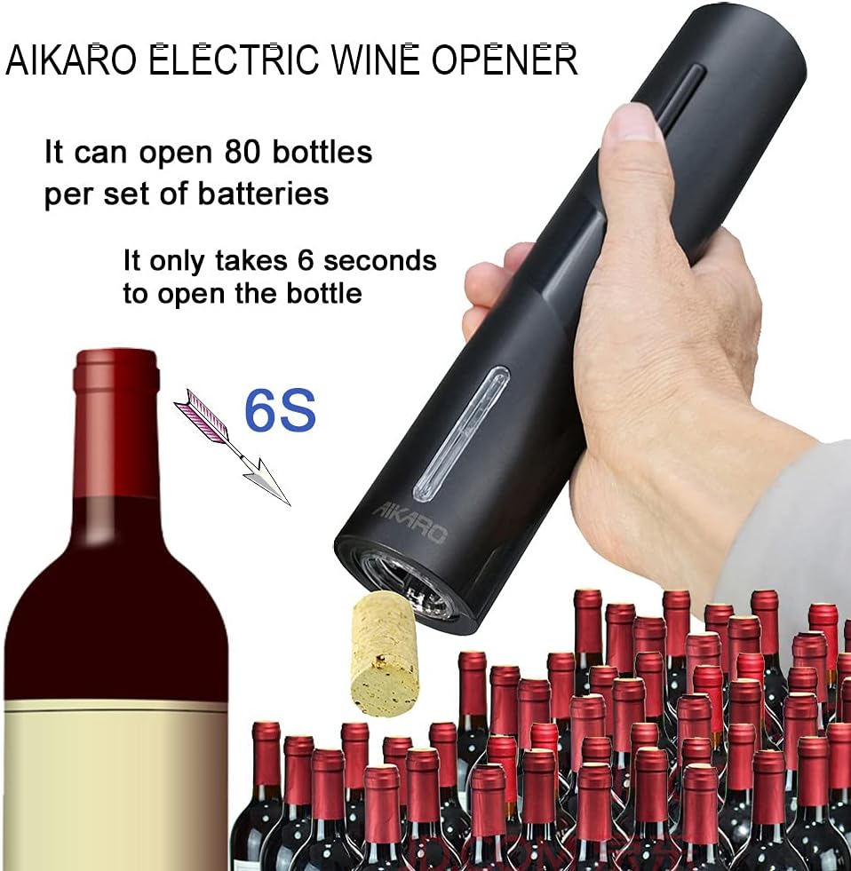 AIKARO Electric Wine Bottle Opener Automatic Electronic Corkscrew, Battery Operated-1