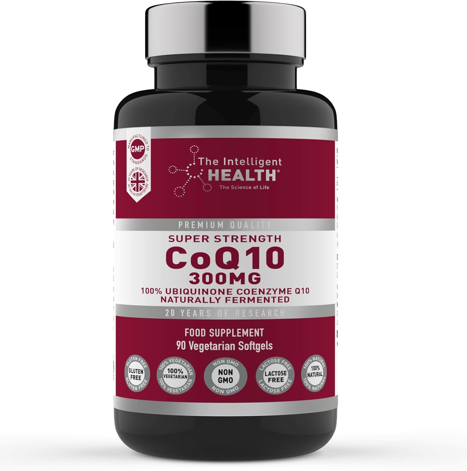 Ubiquinone Coenzyme Q10 300mg Softgel Capsules, 90 Super Strength Vegan Friendly Naturally Fermented High Absorption CoQ10 Capsules Made in The UK to GMP Standards – by The Intelligent Health-0