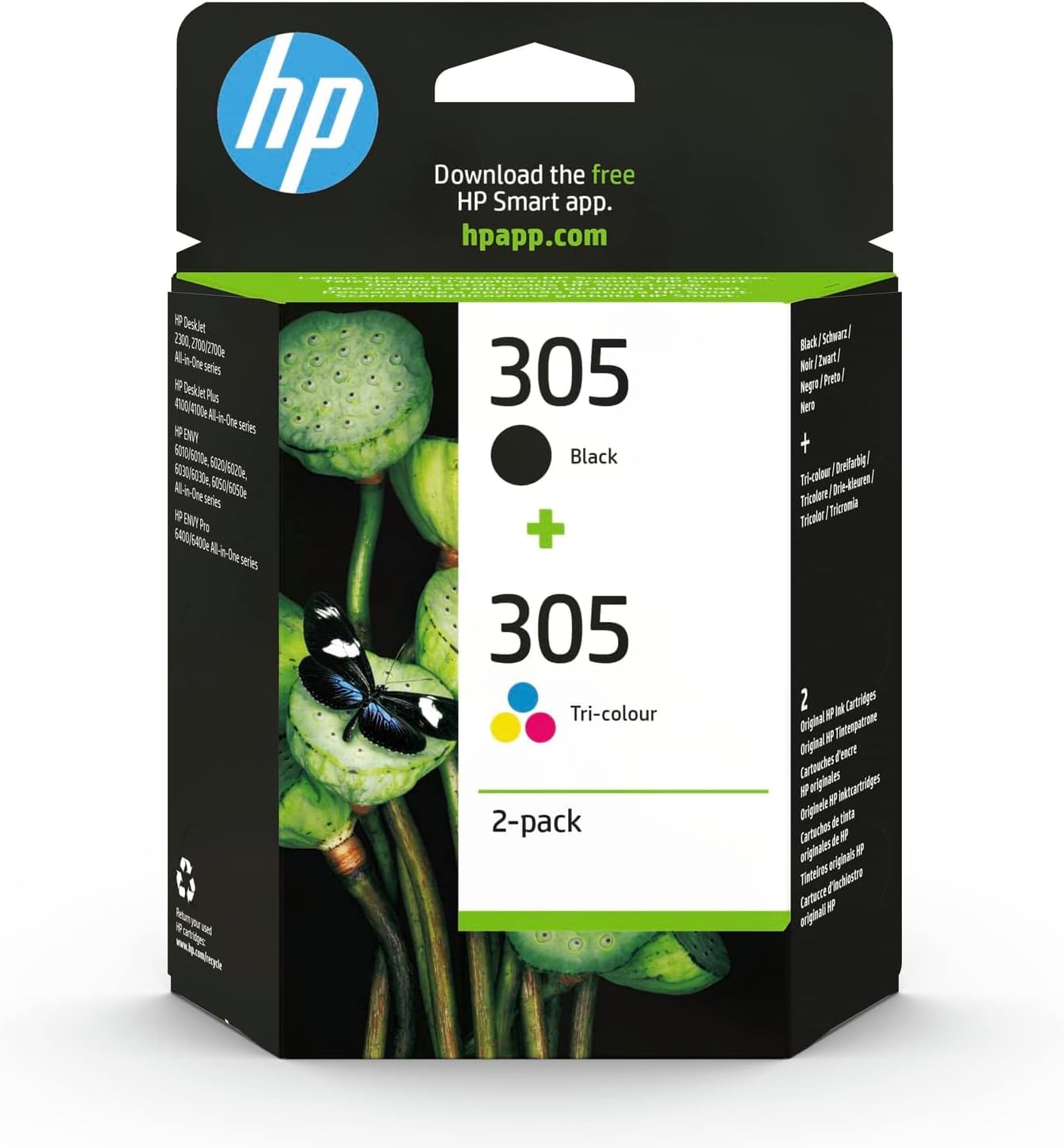 HP 305, Black/Tri-Colour Original Ink Cartridges (6ZD17AE), Pack of 2-0