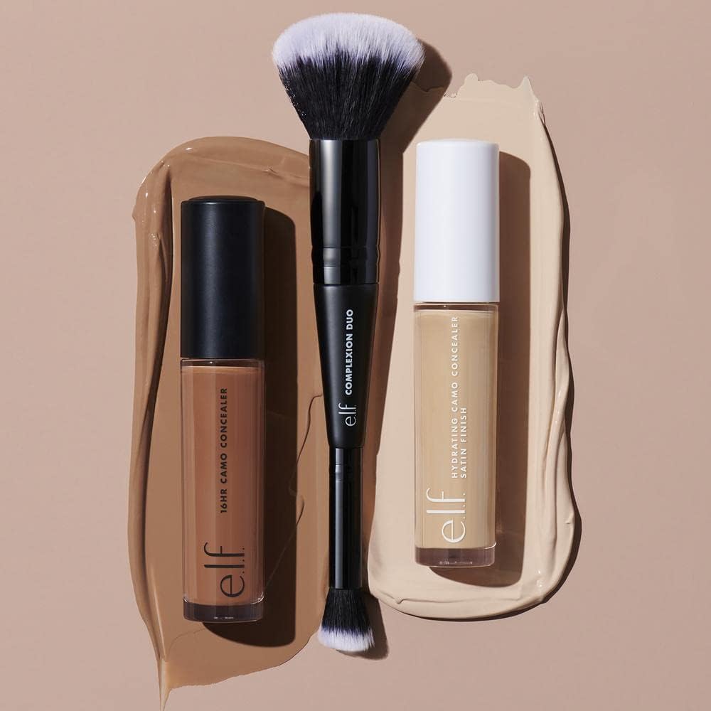 e.l.f. Concealer & Foundation Complexion Duo Brush, 2-in-1 Makeup Brush For Concealer & Liquid & Powder Foundation, Made With Synthetic Bristles-2