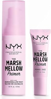 NYX Professional Makeup The Marshmellow Primer Set, Makeup Primer Base, Skin-Focused Primer for Smooth & Even Complexion, Marshmallow Root, Vegan Formula, Regular and Mini Size, 30 ml and 8 ml