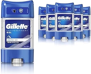 Gillette Antiperspirant Deodorant Gel For Men, 420 ml (70 ml x 6), 48-Hour Invisible Sweat and Odour Protection, Artic Ice