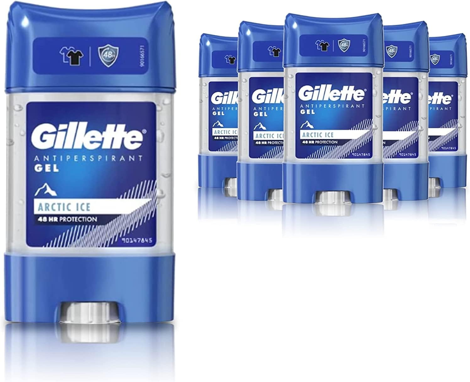 Gillette Antiperspirant Deodorant Gel For Men, 420 ml (70 ml x 6), 48-Hour Invisible Sweat and Odour Protection, Artic Ice-0