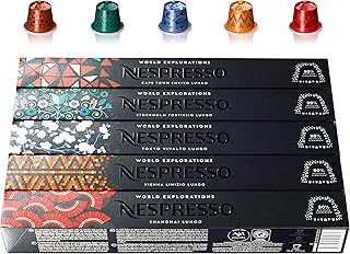 Nespresso World Explorations Pack: Vivalto Lungo, Linizio Lungo, Fortissio Lungo, Envivo Lungo, Shanghai Lungo, 50 Capsules