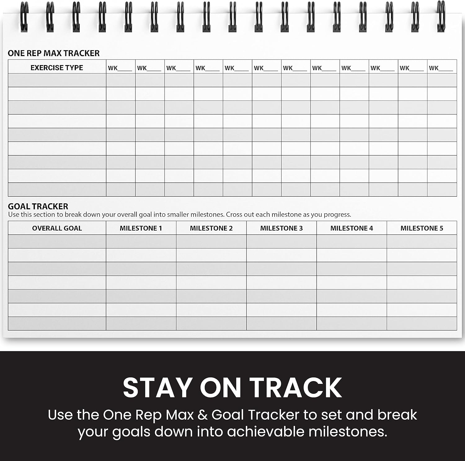 Ultimate Gym Workout Log Book, 100 Page - XL A5 Exercise, Fitness and Training Planner & Gym Journal - Set Goals & Track Progress - for Men and Women (Black)-5