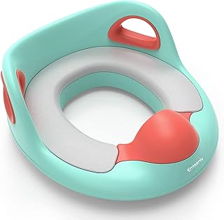 Enteenly Potty Training Seat for Kids Toddlers Toilet Seat for Boys Girls Portable Slip and Anti-Splash Kids Toilet Seat with Handles, Backrest and PU Cushion Apply to Round and Oval Toilets