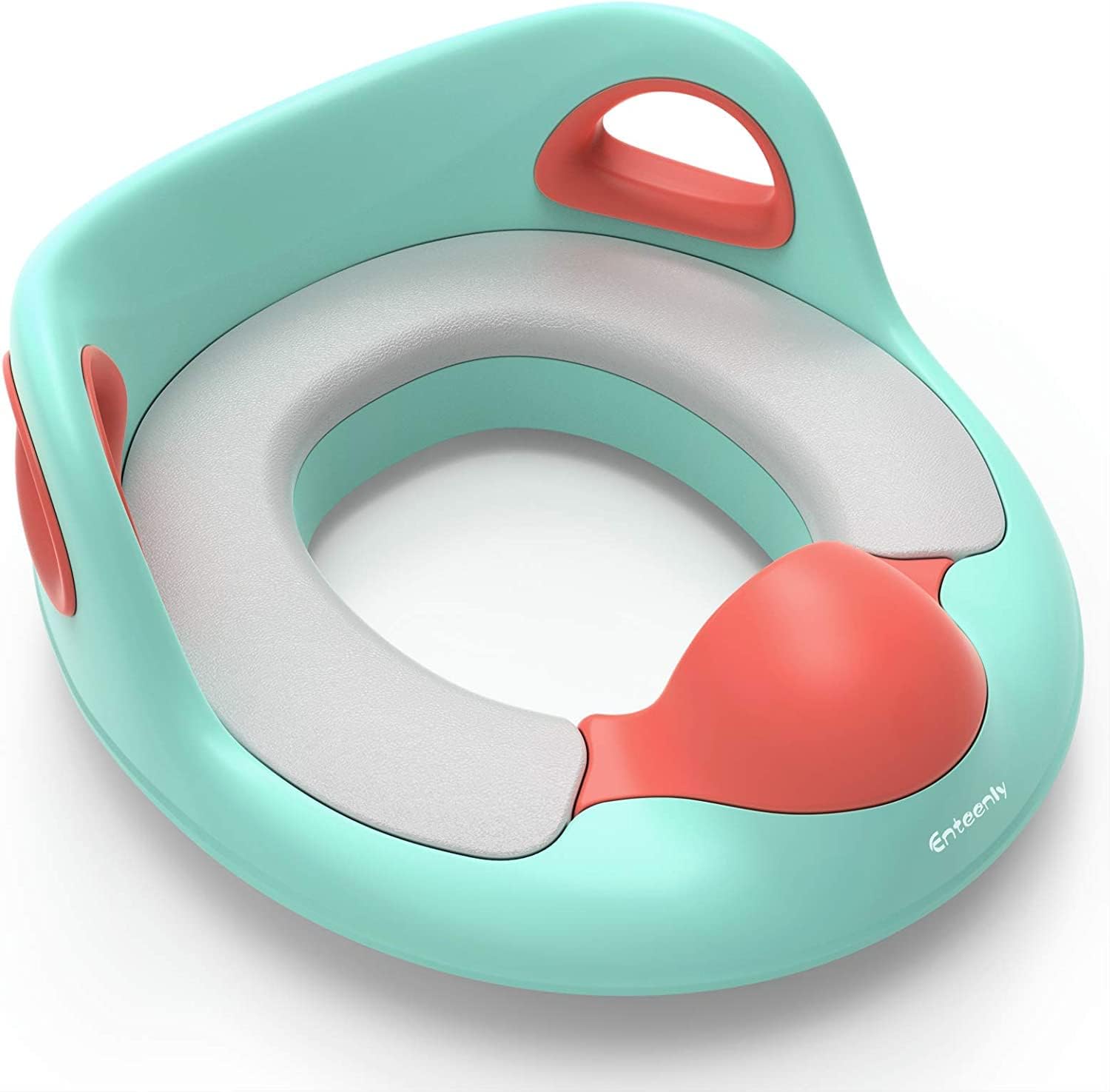 Enteenly Potty Training Seat for Kids Toddlers Toilet Seat for Boys Girls Portable Slip and Anti-Splash Kids Toilet Seat with Handles, Backrest and PU Cushion Apply to Round and Oval Toilets-0