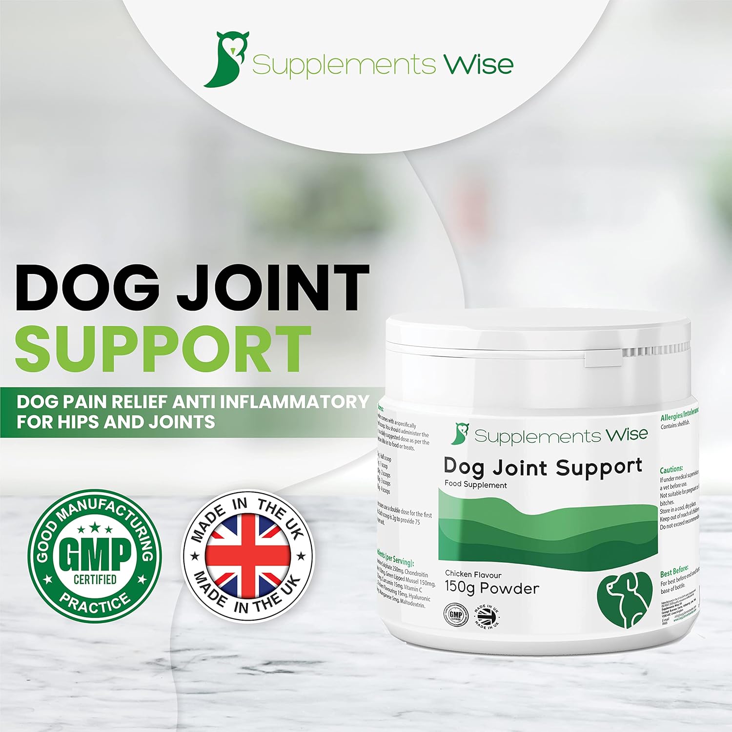 Joint Powder for Dogs - Pain Relief Anti Inflammatory Complex - Dog Joint Care Supplements - Glucosamine For Dogs - Young, and Senior - Hip and Joint Care - Dog Arthritis Support -150g Chicken Flavour-1