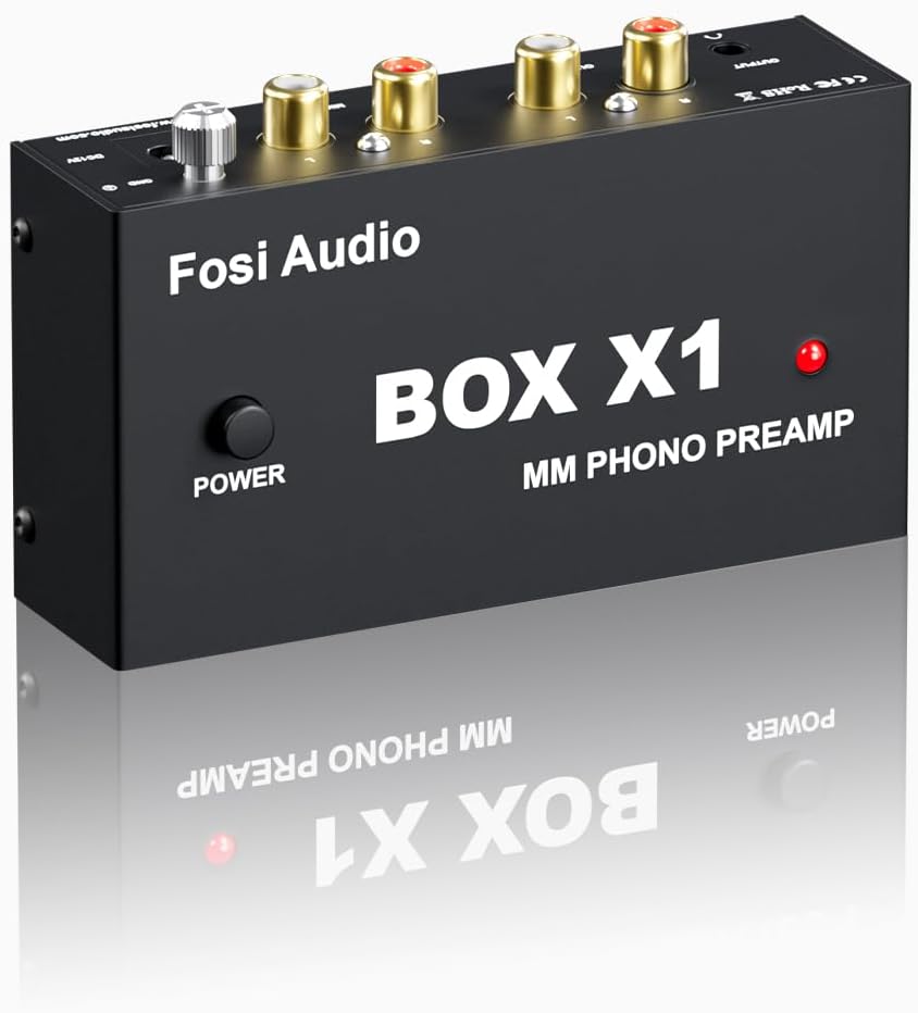 Fosi Audio BOX X1 Phono Preamp for MM Turntables with 3.5MM Headphone and RCA Output, Mini Phono Preamplifier with Power Switch for Phonograph/Record Player, DC 12V Power Adapter Included-0